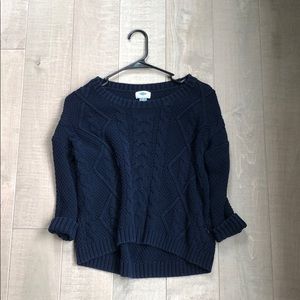 navy blue quarter sleeve sweater